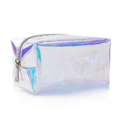 Clear Transparent Travel Wash Bag Rainbow Laser Hologram Cosmetic Makeup Bag for Womens Girls